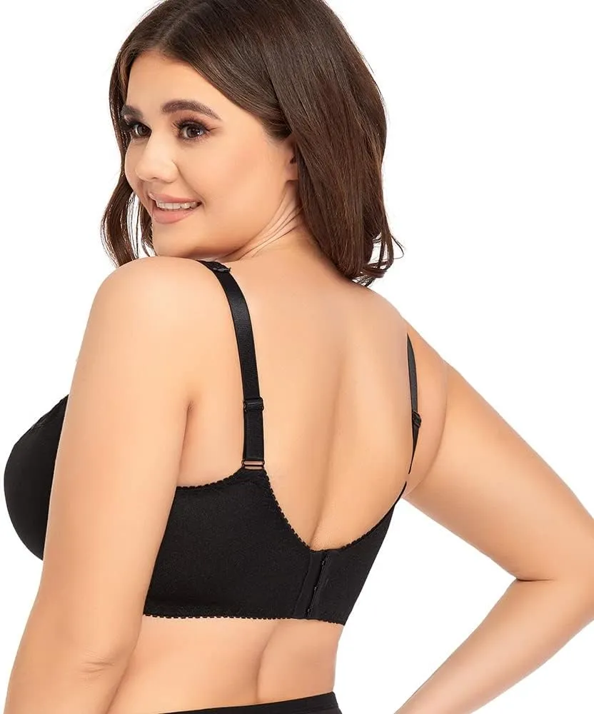 TELIMUSSTO Women's Full Coverage Underwire Bra Non Padded Floral Lace Bras Plus Size