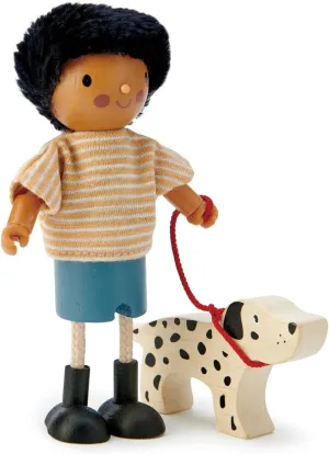 Tender Leaf Toys - Mr. Forrester and his Dog - Detailed Wooden Doll with Flexible Arms and Legs for Dollhouse - Encourage Creative and Imaginative Fun for Children - Age 3 