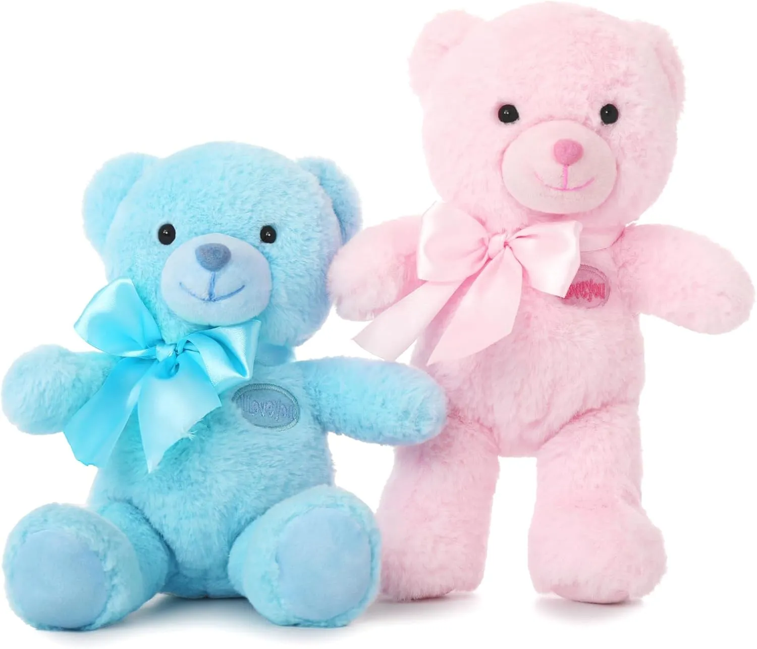 Tezituor 2 Pack Teddy Bear Stuffed Animal, Pink and Blue Teddy Bear Plush Toy, Small Stuffed Bear Plush Gift for Girlfriend Boyfriend Kids