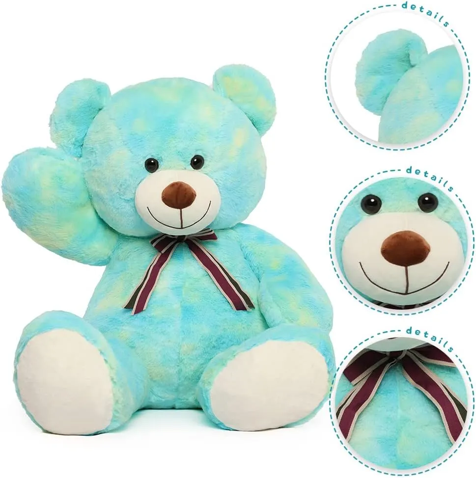 Tezituor 40in Big Teddy Bear,Giant Stuffed Animal Plush,Rainbow Green Bears Gifts for Baby Shower, Valentine, Christmas, Birthday,
