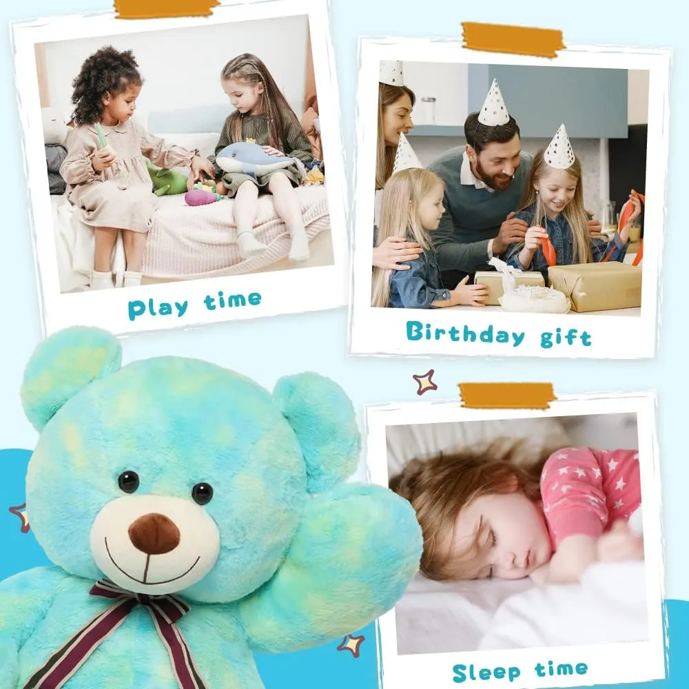 Tezituor 40in Big Teddy Bear,Giant Stuffed Animal Plush,Rainbow Green Bears Gifts for Baby Shower, Valentine, Christmas, Birthday,