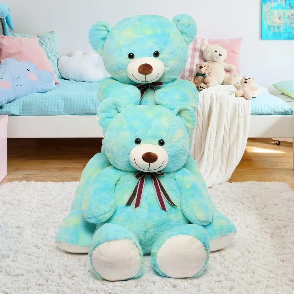 Tezituor 40in Big Teddy Bear,Giant Stuffed Animal Plush,Rainbow Green Bears Gifts for Baby Shower, Valentine, Christmas, Birthday,