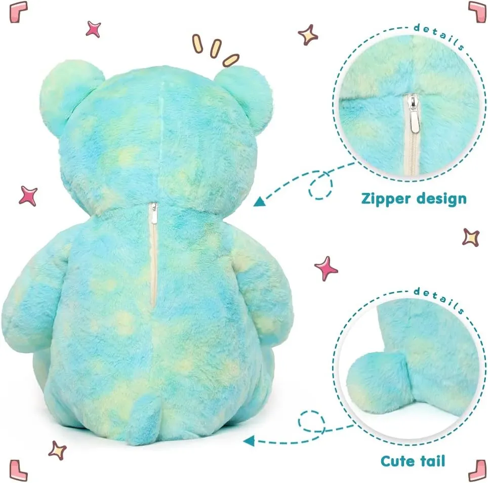 Tezituor 40in Big Teddy Bear,Giant Stuffed Animal Plush,Rainbow Green Bears Gifts for Baby Shower, Valentine, Christmas, Birthday,