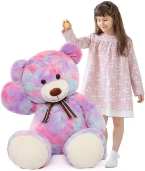 Tezituor 40in Giant Teddy Bear,Big Stuffed Animal Plush,Rainbow Purple Soft Gifts for Baby Shower，Valentine, Christmas, Birthday.