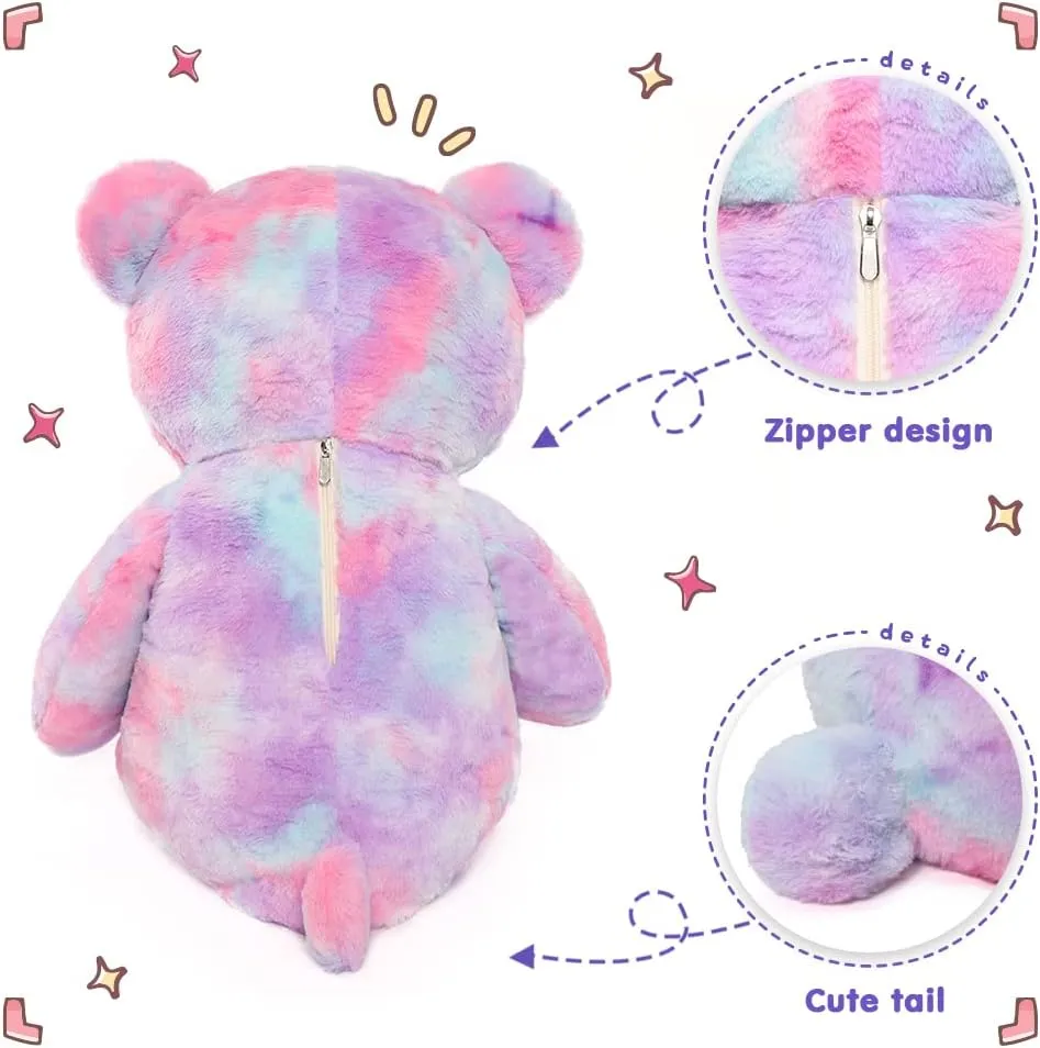 Tezituor 40in Giant Teddy Bear,Big Stuffed Animal Plush,Rainbow Purple Soft Gifts for Baby Shower，Valentine, Christmas, Birthday.