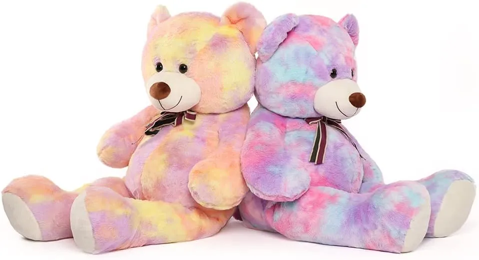 Tezituor 40in Giant Teddy Bear,Big Stuffed Animal Plush,Rainbow Purple Soft Gifts for Baby Shower，Valentine, Christmas, Birthday.