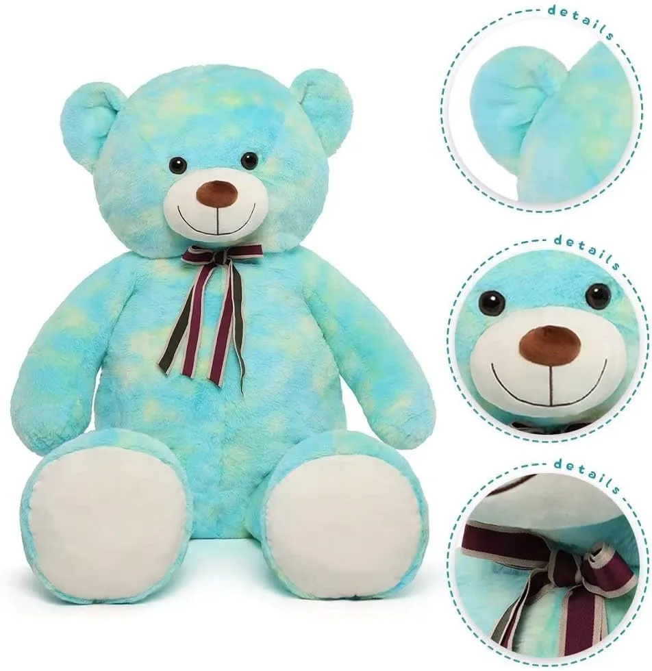 Tezituor 52in Giant Teddy Bear,Big Stuffed Animal Plush,Rainbow Green Soft Gifts for Valentine, Christmas, Birthday.