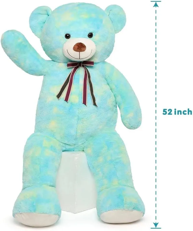 Tezituor 52in Giant Teddy Bear,Big Stuffed Animal Plush,Rainbow Green Soft Gifts for Valentine, Christmas, Birthday.