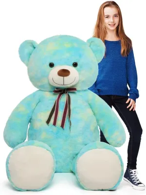 Tezituor 52in Giant Teddy Bear,Big Stuffed Animal Plush,Rainbow Green Soft Gifts for Valentine, Christmas, Birthday.