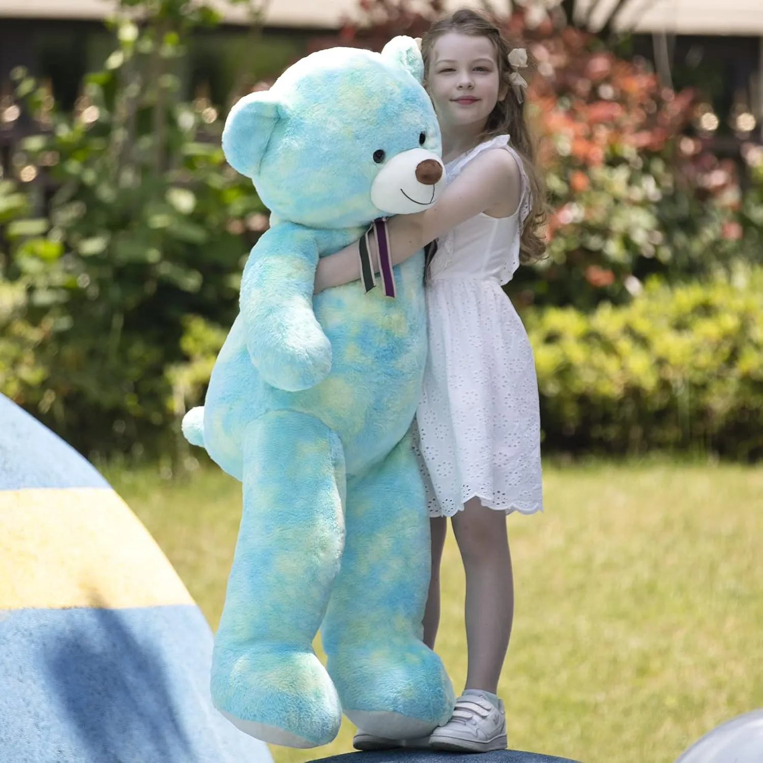 Tezituor 52in Giant Teddy Bear,Big Stuffed Animal Plush,Rainbow Green Soft Gifts for Valentine, Christmas, Birthday.