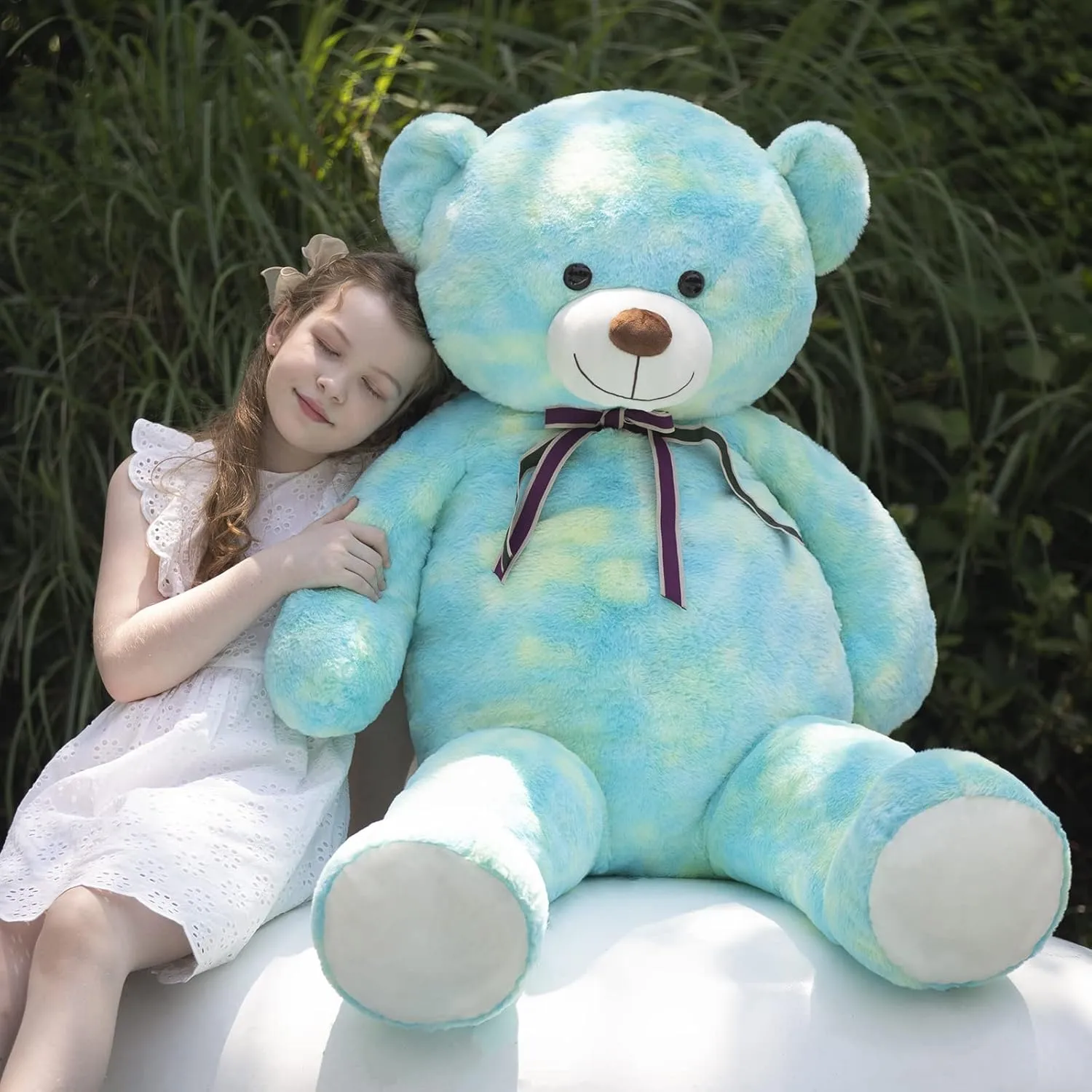 Tezituor 52in Giant Teddy Bear,Big Stuffed Animal Plush,Rainbow Green Soft Gifts for Valentine, Christmas, Birthday.