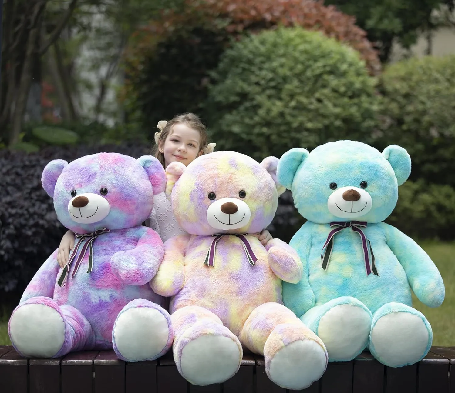 Tezituor 52in Giant Teddy Bear,Big Stuffed Animal Plush,Rainbow Green Soft Gifts for Valentine, Christmas, Birthday.