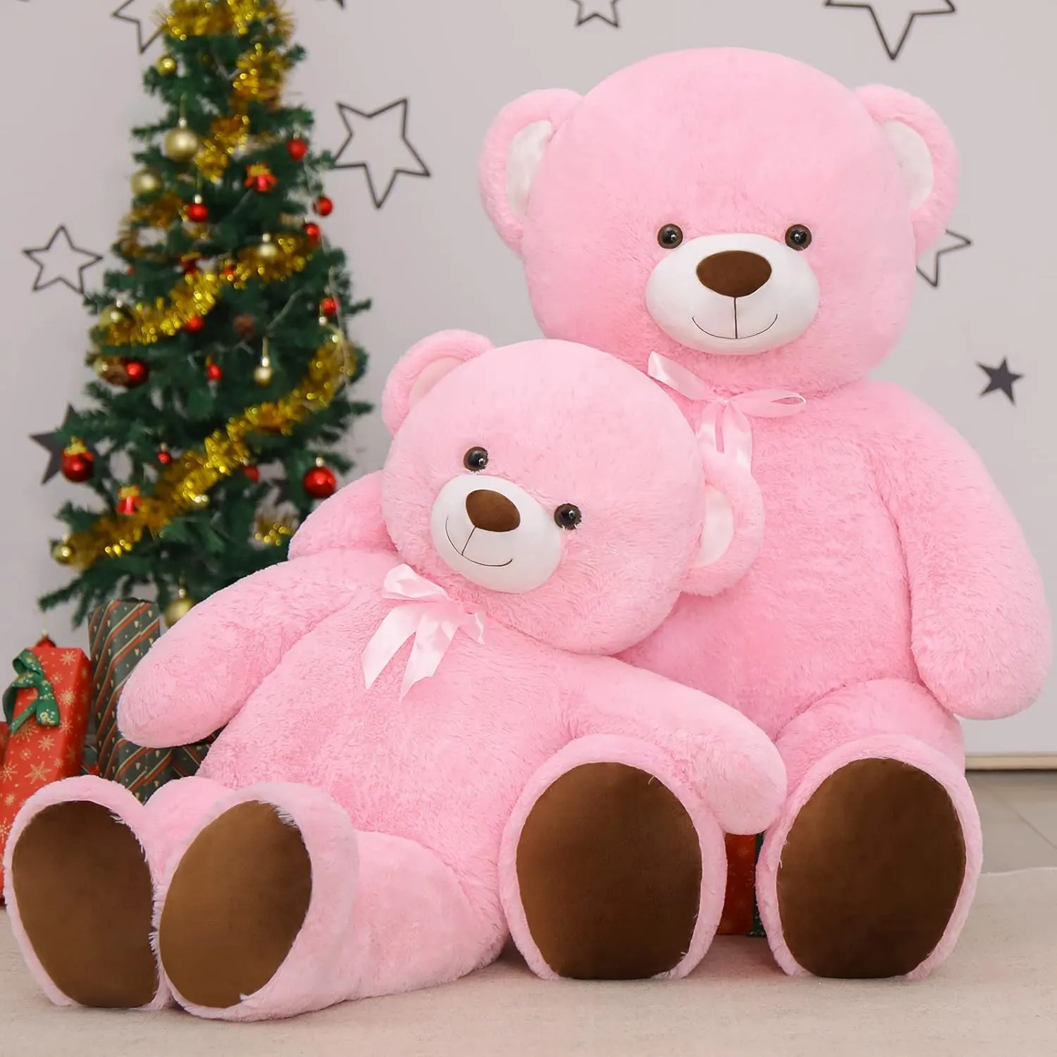 Tezituor Giant Pink Teddy Bear Stuffed Animal, 41 inch Large Stuffed Bear Plush Toy Christmas Valentine's Day Birthday for Girlfriend Kids