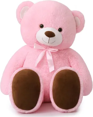 Tezituor Giant Pink Teddy Bear Stuffed Animal, 41 inch Large Stuffed Bear Plush Toy Christmas Valentine's Day Birthday for Girlfriend Kids