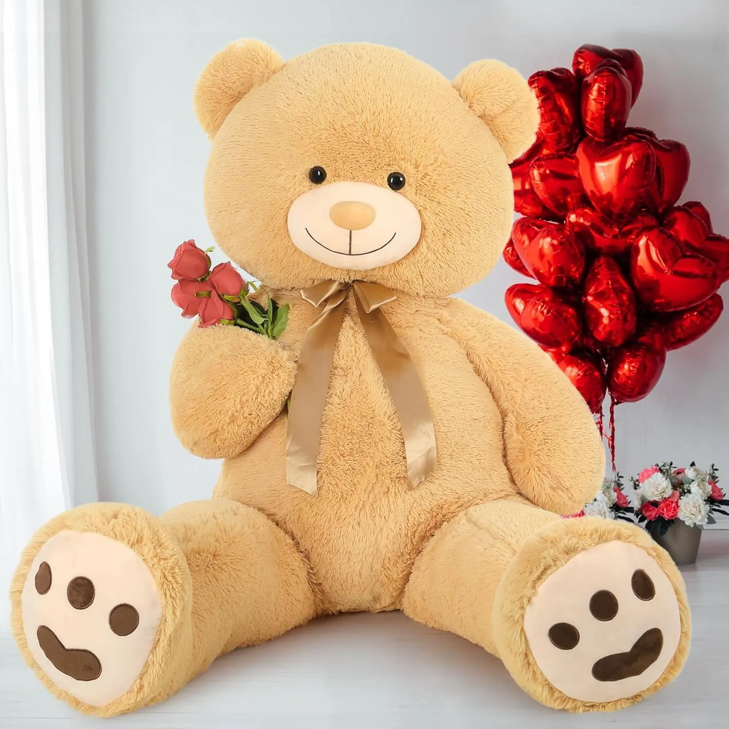 Tezituor Giant Teddy Bear Big 5 Feet Big Stuffed Animal Stuffed Bear, Lifesize Valentines Gift Teddy Bear for Women Girlfriend Boyfriend, Oversized Soft Bear for Girl Boy, Plush Bear for Kids