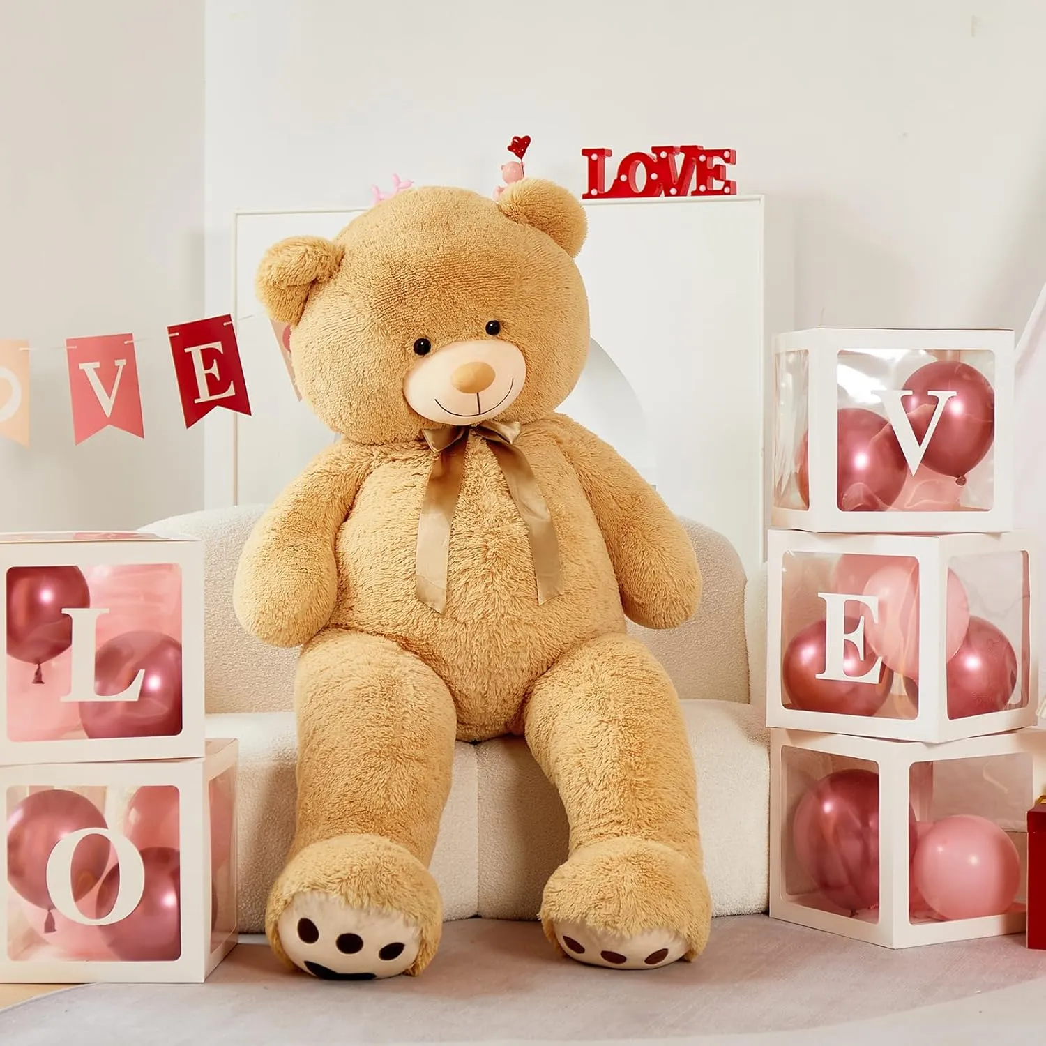 Tezituor Giant Teddy Bear Big 5 Feet Big Stuffed Animal Stuffed Bear, Lifesize Valentines Gift Teddy Bear for Women Girlfriend Boyfriend, Oversized Soft Bear for Girl Boy, Plush Bear for Kids