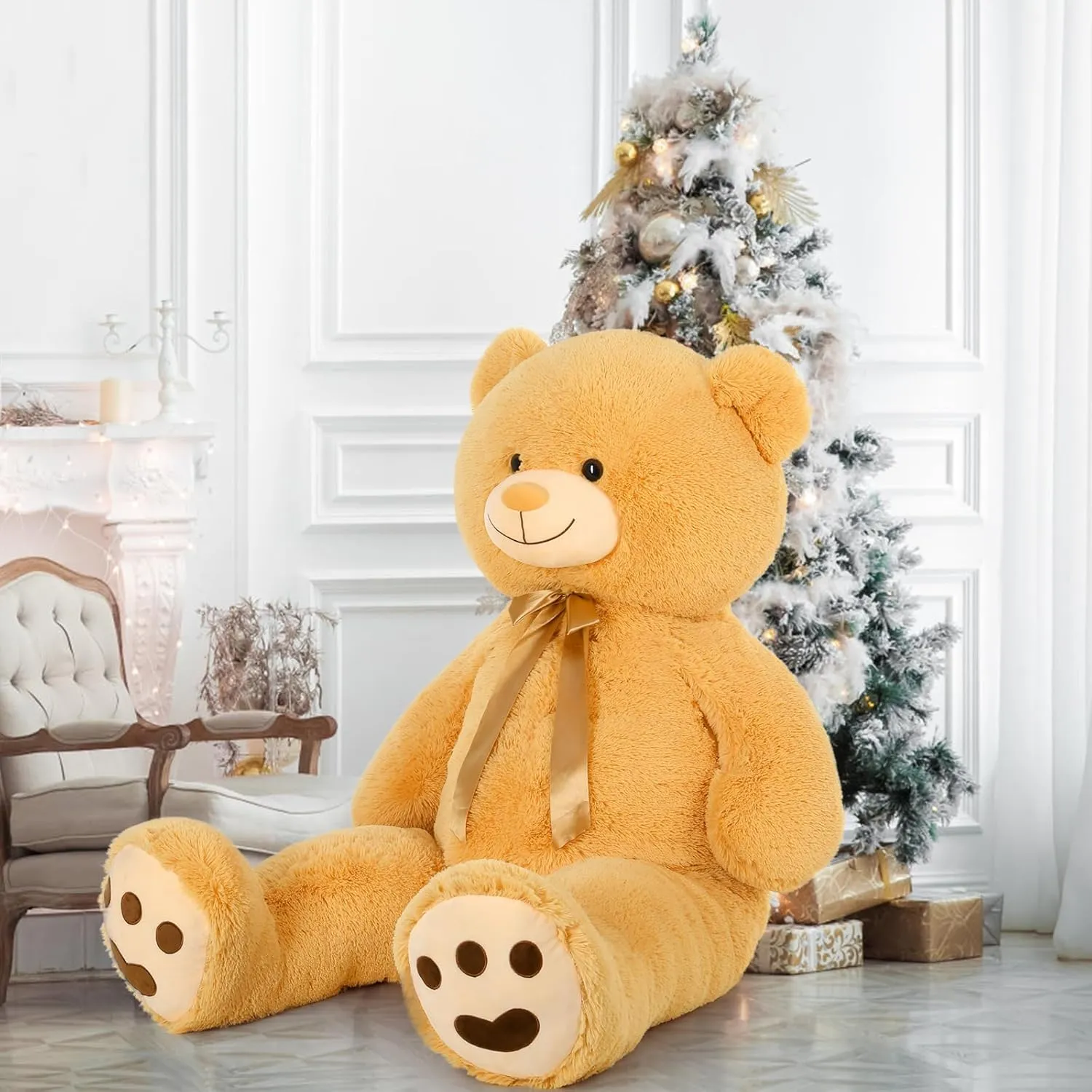 Tezituor Giant Teddy Bear Big 5 Feet Big Stuffed Animal Stuffed Bear, Lifesize Valentines Gift Teddy Bear for Women Girlfriend Boyfriend, Oversized Soft Bear for Girl Boy, Plush Bear for Kids