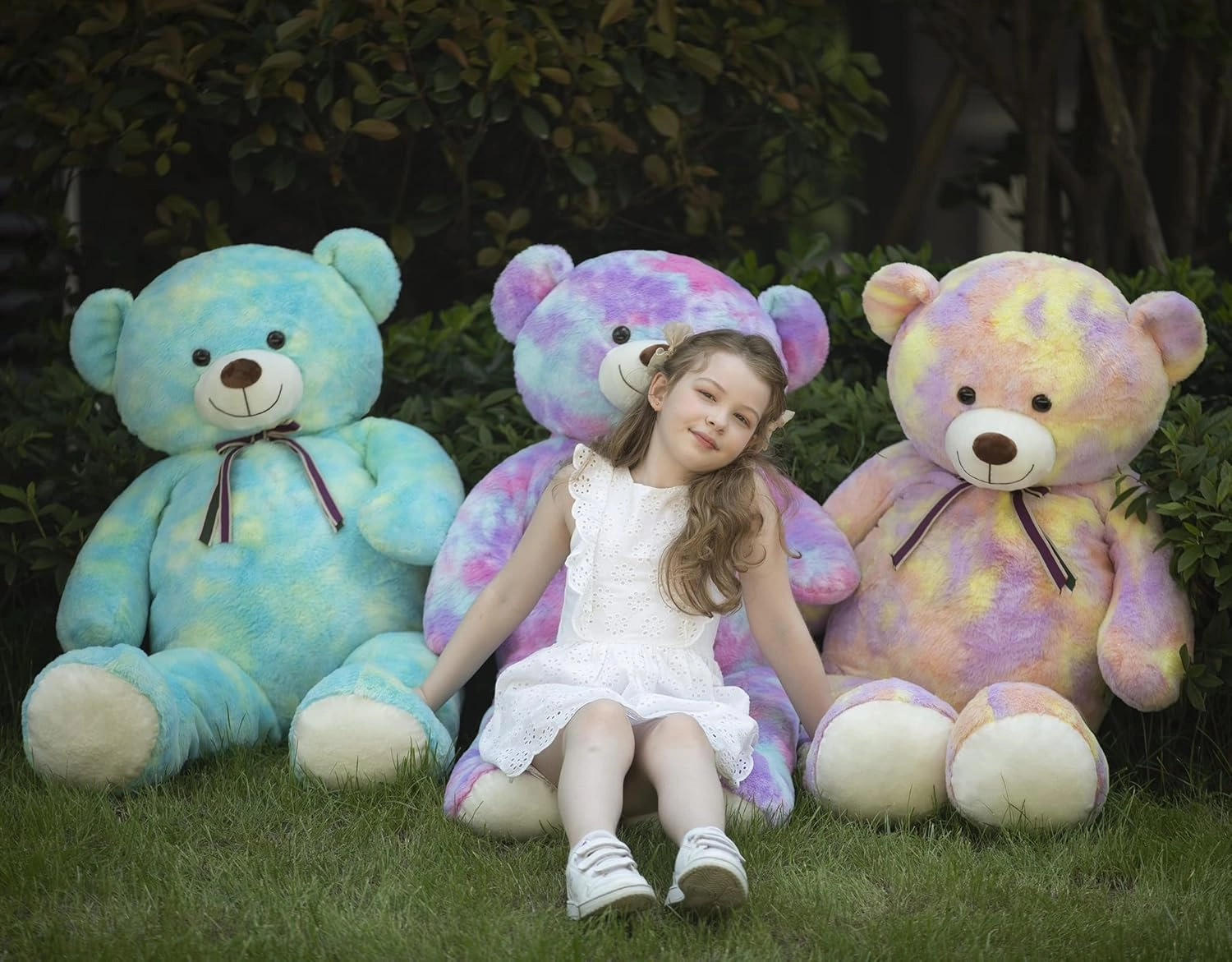 Tezituor Big Teddy Bear,52'' Giant Stuffed Animal Plush,Rainbow Purple Soft Gifts for Valentine, Christmas, Birthday.