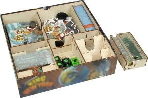 The Broken Token Game Organizer Compatible with King of New York - Wooden Game Organizing Box with Multiple Trays