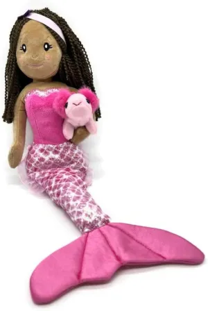 The Petting Zoo, Mermaid Doll with Axolotl Stuffed Animal, Gift for Girls, Mermaid Plush Doll with Axolotl Plush Toy, 17 inch (Ethnic), 3143x2A