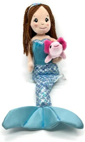 The Petting Zoo, Mermaid Doll with Axolotl Stuffed Animal, Gift for Girls, Mermaid Plush Doll with Axolotl Plush Toy, 17 inch (Red Hair), 3143x2A