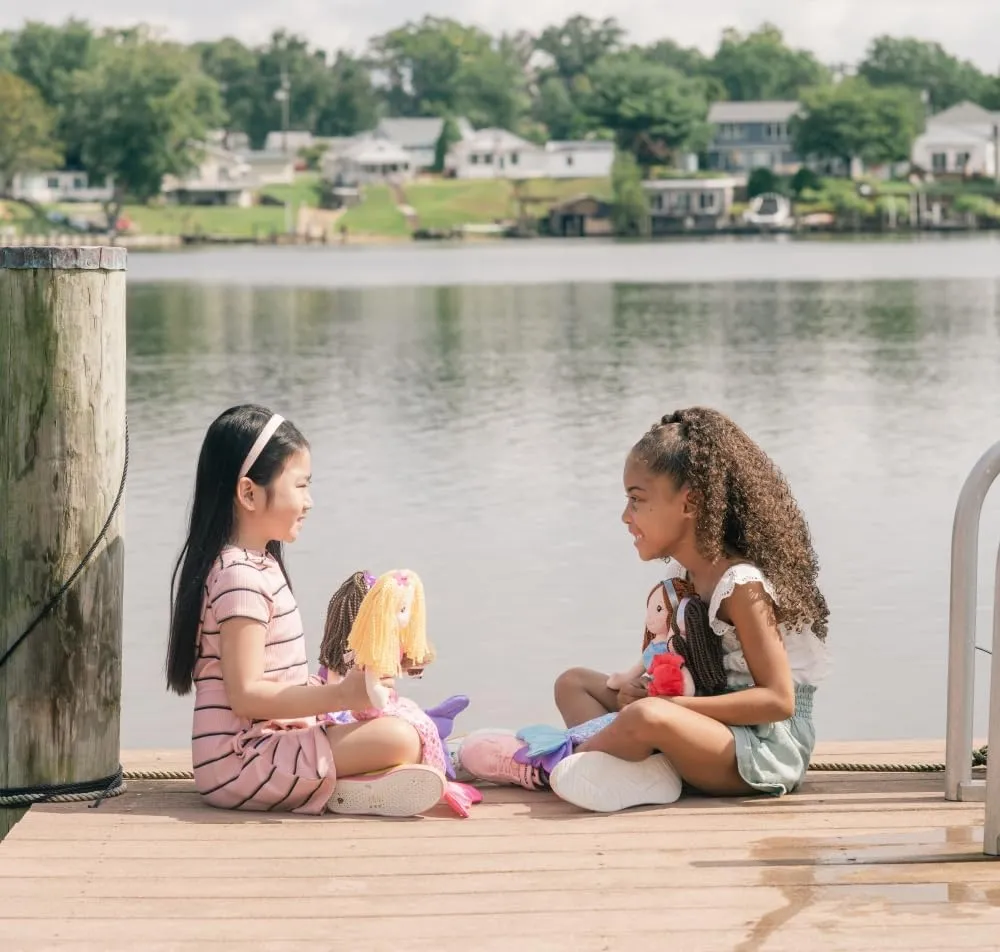 The Petting Zoo Mermaid Doll with Sea Lion Stuffed Animal- Great Gifts for Girls, Mermaid Plush Doll with Sea Lion Plush Toy, 17 inch (African American)