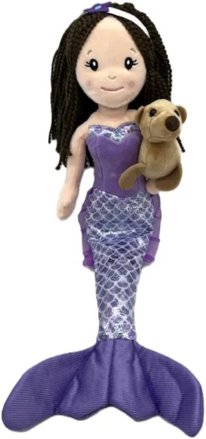 The Petting Zoo Mermaid Doll with Sea Lion Stuffed Animal- Great Gifts for Girls, Mermaid Plush Doll with Sea Lion Plush Toy, 17 inch (Brunette)