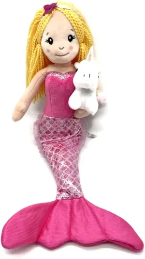 The Petting Zoo Mermaid Doll with Unicorn Stuffed Animal- Great Gifts for Girls, Mermaid Plush Doll with Unicorn Plush Toy, 17 inch (Blonde)