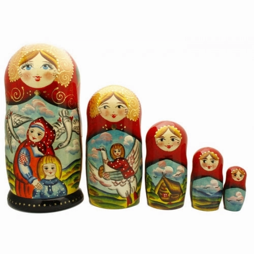 The Magic Swan Geese Nesting Doll Fairy Tale Set