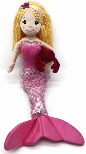 The Petting Zoo Mermaid Doll with Crab Stuffed Animal- Great Gifts for Girls, Mermaid Plush Doll with Crab Plush Toy, 17 inch (Blonde)