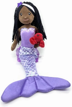 The Petting Zoo Mermaid Doll with Lobster Stuffed Animal, Gifts for Girls, Plush Mermaid Doll with Lobster Plush Toy -17 Inches (African American)