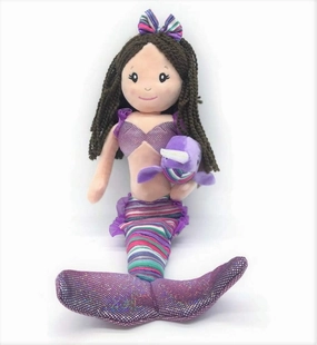 The Petting Zoo Mermaid Doll with Narwhal Stuffed Animal- Great Gifts for Girls, Mermaid Plush Doll with Narwhal Plush Toy, 17 inch (Brunette)