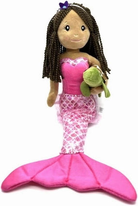 The Petting Zoo Mermaid Doll with Turtle Stuffed Animal- Great Gifts for Girls, Mermaid Plush Doll with Turtle Plush Toy, 17 inch (Dark Skin)