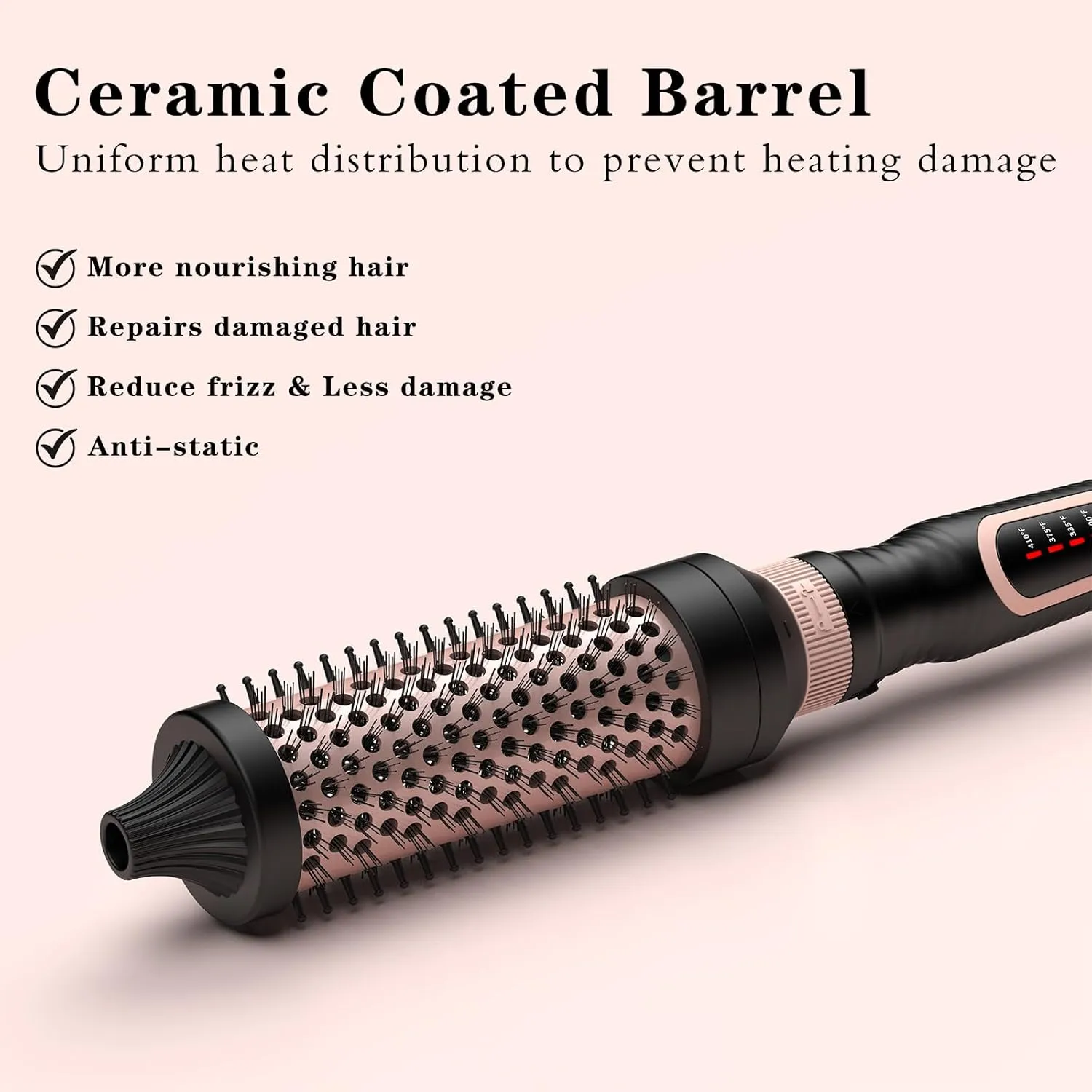 Thermal Brush 3 in 1 Set Ionic Heated Round Curling Create Volume & Smoother Hair Style for Fully Dried Hair Ceramic Fast Heating Curling Iron Brush with Temperature (Black)