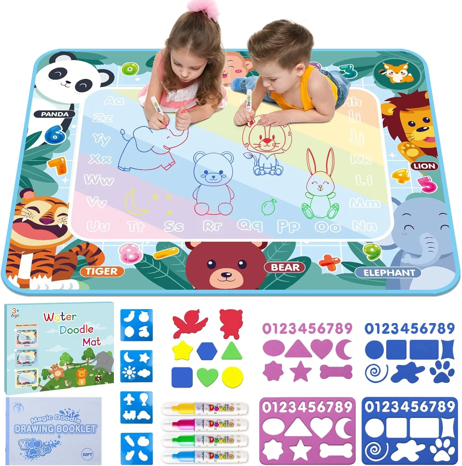 Thick Water Doodle Mat 40 x 32 Inches Kids Extra Large Water Painting Doodle Drawing Mat Toy Writing Coloring Magic Educational Toys for Boys Girls Age 2 3 4 5 6 7 8 Year Old Holiday Birthday Present