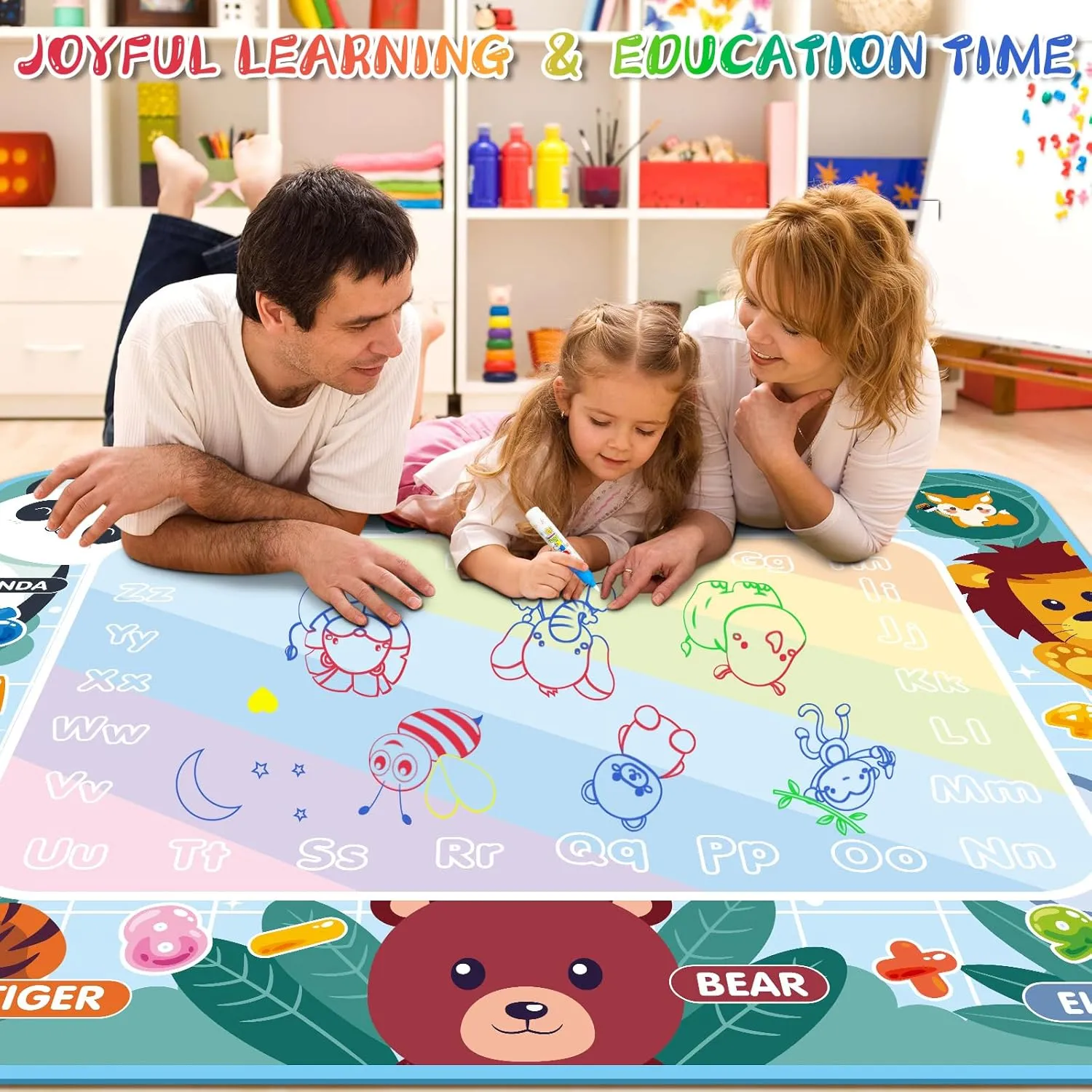 Thick Water Doodle Mat 40 x 32 Inches Kids Extra Large Water Painting Doodle Drawing Mat Toy Writing Coloring Magic Educational Toys for Boys Girls Age 2 3 4 5 6 7 8 Year Old Holiday Birthday Present