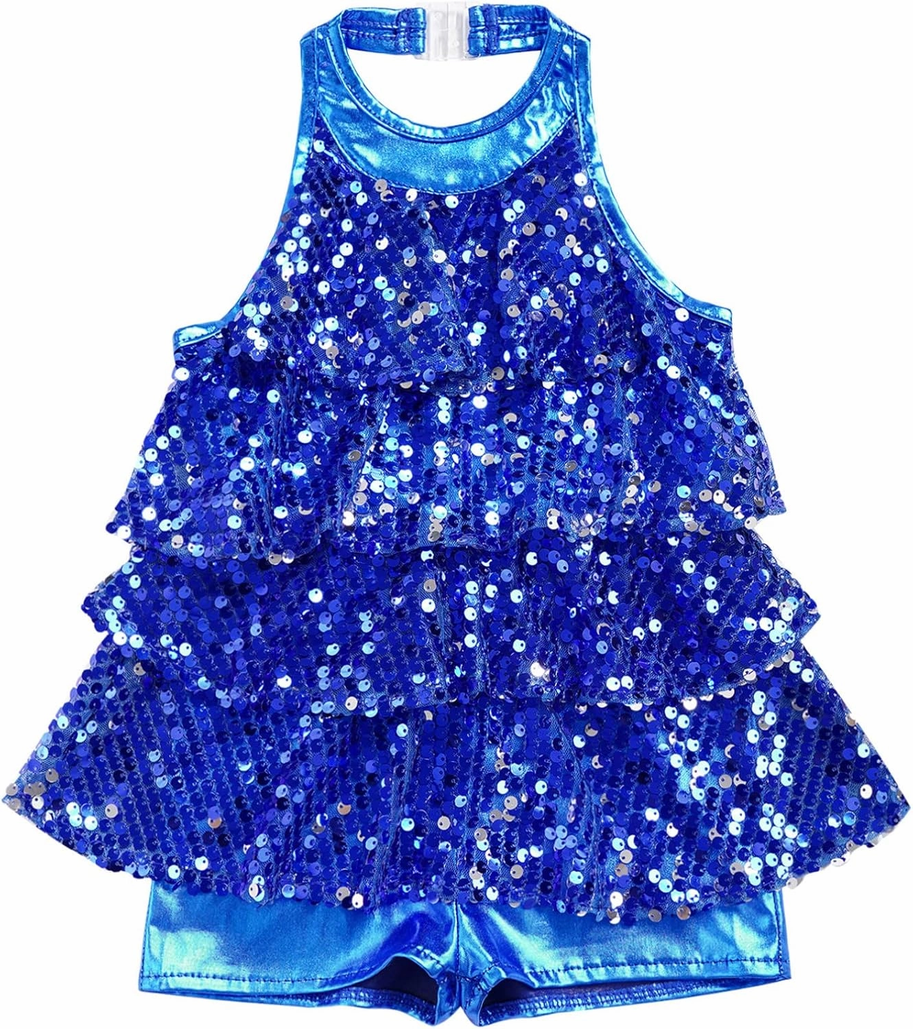 TiaoBug Kids Girls Shiny Sequins Dance Dress Athletic Tassel Latin Dress Ballet Salsa Samba Rumba Dance Costumes