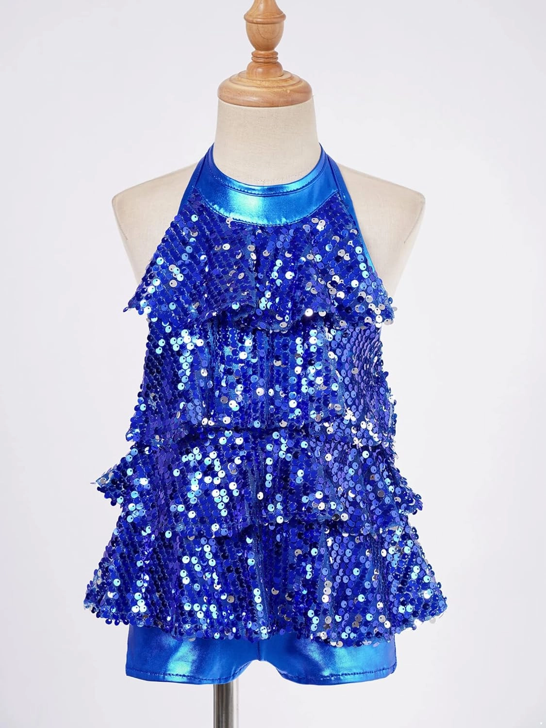 TiaoBug Kids Girls Shiny Sequins Dance Dress Athletic Tassel Latin Dress Ballet Salsa Samba Rumba Dance Costumes