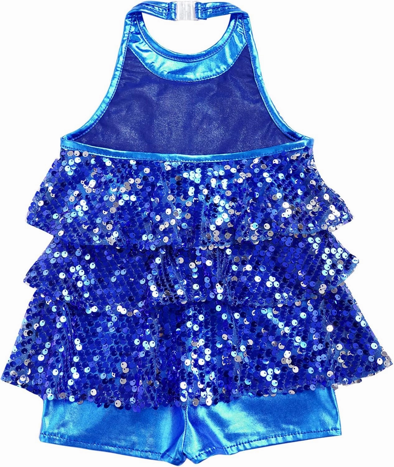 TiaoBug Kids Girls Shiny Sequins Dance Dress Athletic Tassel Latin Dress Ballet Salsa Samba Rumba Dance Costumes