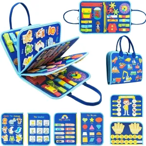 Tibatoes Busy Board, Tibatoes Toddler Montessori Busy Board, Tibatoes, Montessori Play Board for Long Car Rides and Summer Trips Boys Girls, No Screens, No Meltdowns, Just Focused Play (F)