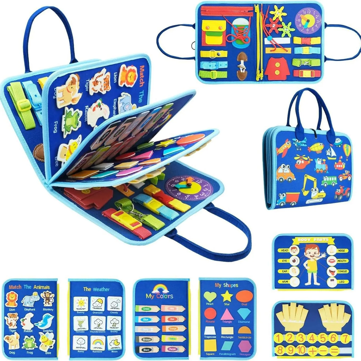 Tibatoes Busy Board, Tibatoes Toddler Montessori Busy Board, Tibatoes, Montessori Play Board for Long Car Rides and Summer Trips Boys Girls, No Screens, No Meltdowns, Just Focused Play (F)