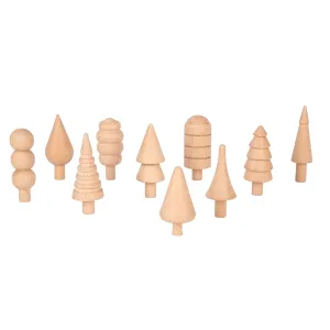 TickiT Woodland Trees Set - Set of 10 - For Ages 10m  - Wooden Trees for Kids - 10 Different Shapes - Loose Parts Wooden Toys for Toddlers
