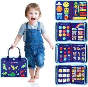 Toddler Busy Board for 1 2 3 Year Old Boys and Girls, Montessori Sensory Toys for Toddlers, Preschool Learning Activities Busy Book, Travel Toys for Airplane Car, Educational Birthday Gifts for Kids