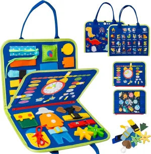 Toddler Busy Board, Montessori Toys Busy Book for Toddlers 1-3 Year Old, Gifts for 2 Year Old Girls Boy, Educational Learning Sensory, Kids Ages 2-4 Activities Toy for Airplane Car Travel