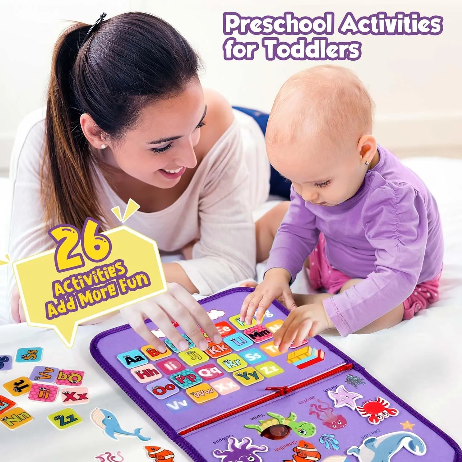 Toddler Busy Board - Montessori Toys for 2-3 Year Old Girl Birthday Gift - Busy Book for Toddlers 3-5, Montessori Educational Learning Sensory Travel Activities Toys for Kids Ages 2-4