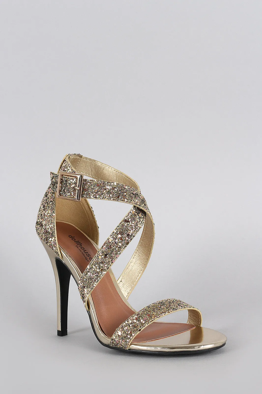 Toe Cloud-integrated Heel Crisscross Open Glitter Premium selection Dollhouse