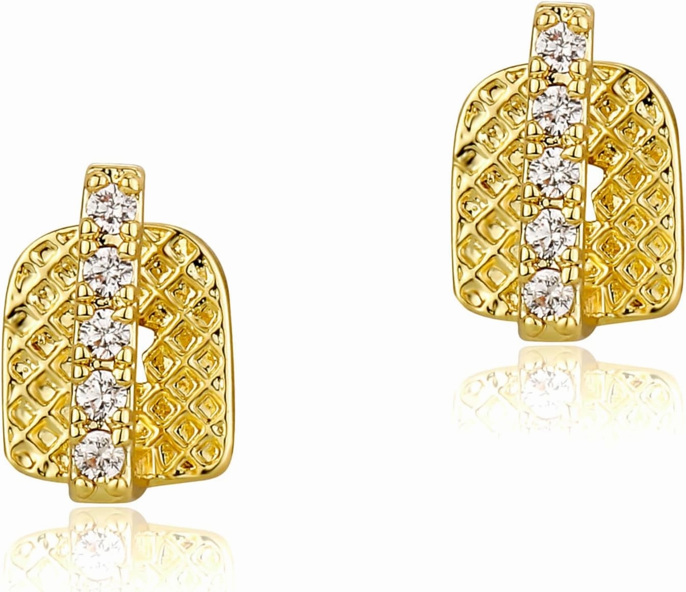 TOPGRILLZ Grillz Gold Tooth Cap Gap Large Grills for Your Teeth Diamond Grillz Teeth Men Gold Teeth 2pcs 14K Gold/Silver Plated Iced out Single Grillz for Women Hip Hop Rapper Costume