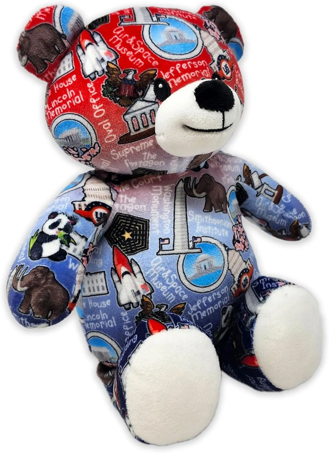 Totally United Washington DC Eco Friendly Teddy Bear Stuffed Animal; Ultra Soft and Cuddly Bear Plush for Kids 3 Years Old to Adults; Child-Safe Embroidered Eyes; (9" Tall)