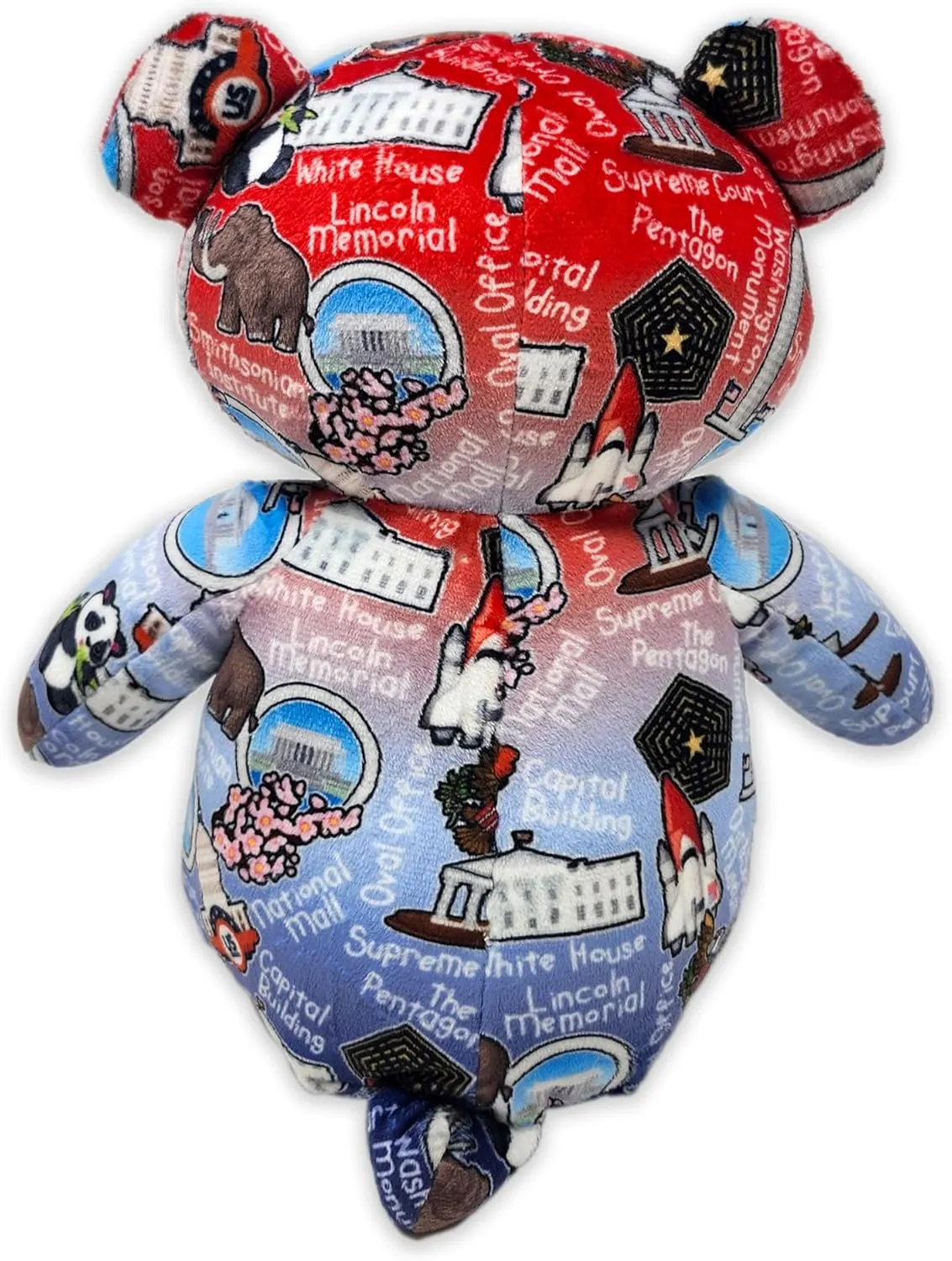 Totally United Washington DC Eco Friendly Teddy Bear Stuffed Animal; Ultra Soft and Cuddly Bear Plush for Kids 3 Years Old to Adults; Child-Safe Embroidered Eyes; (9" Tall)