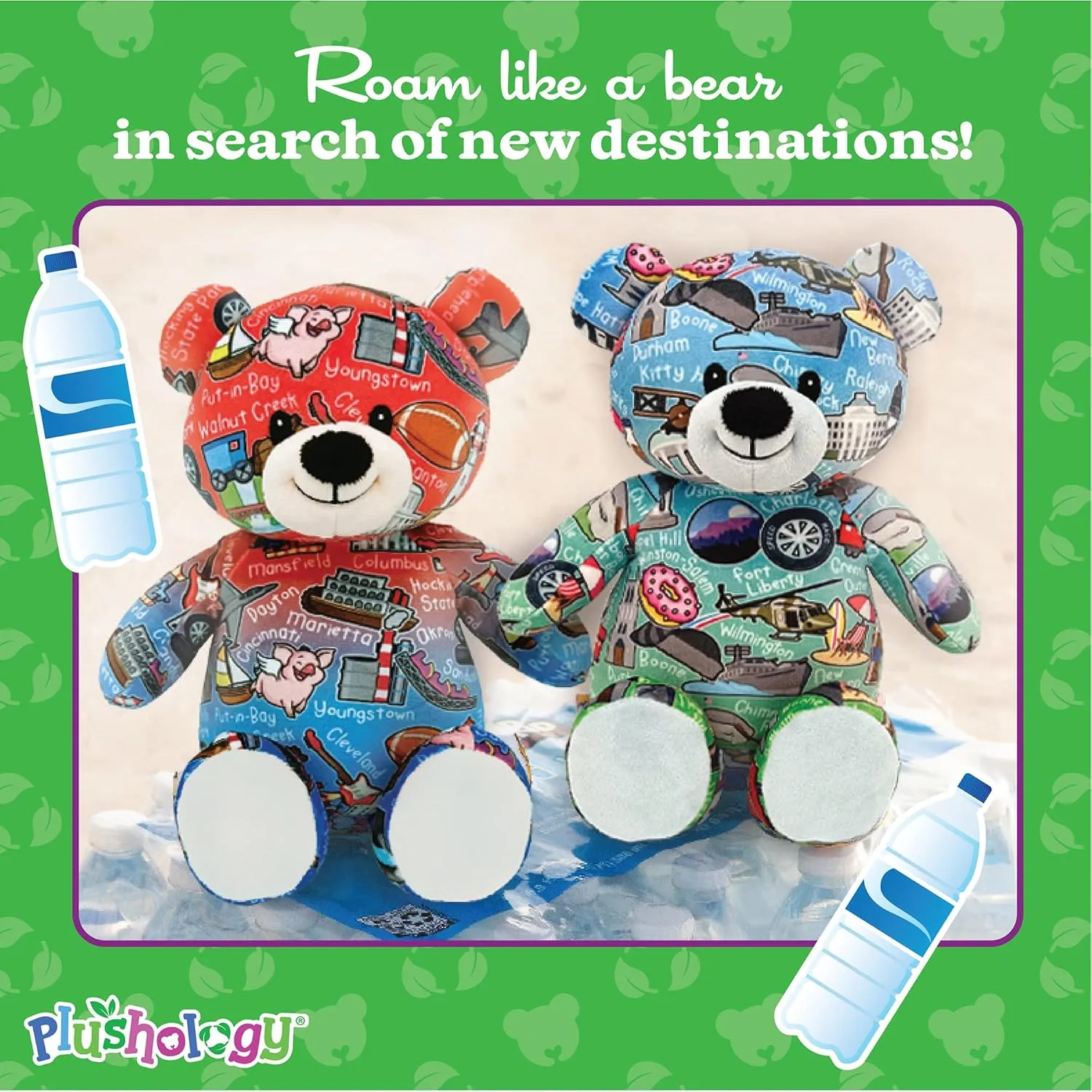 Totally United Washington DC Eco Friendly Teddy Bear Stuffed Animal; Ultra Soft and Cuddly Bear Plush for Kids 3 Years Old to Adults; Child-Safe Embroidered Eyes; (9" Tall)